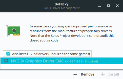 Hardware Drivers manager in Solus
