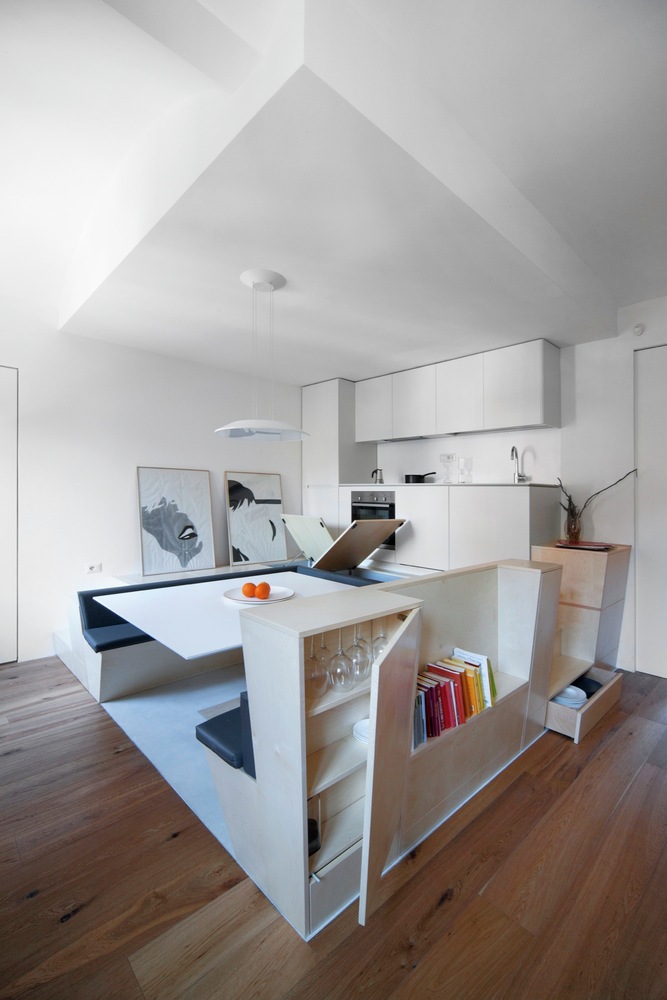 Turin apartment renovation built-in storage diversity