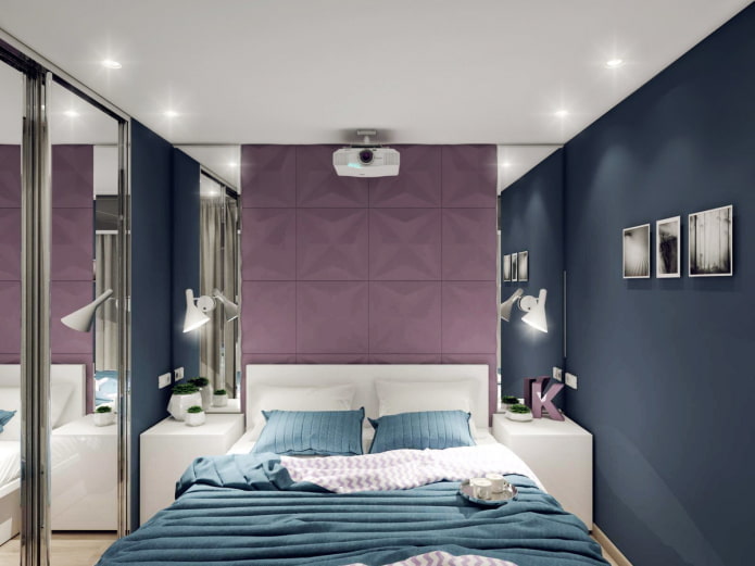 дизайн интерьера узкой спальной комнаты