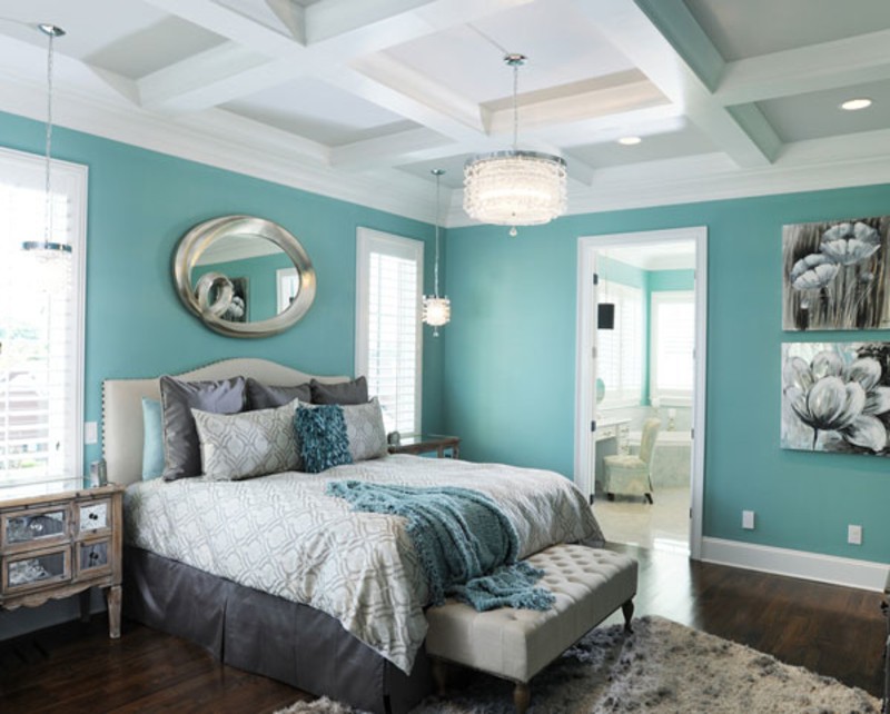 спальня в голубом цвете дизайн