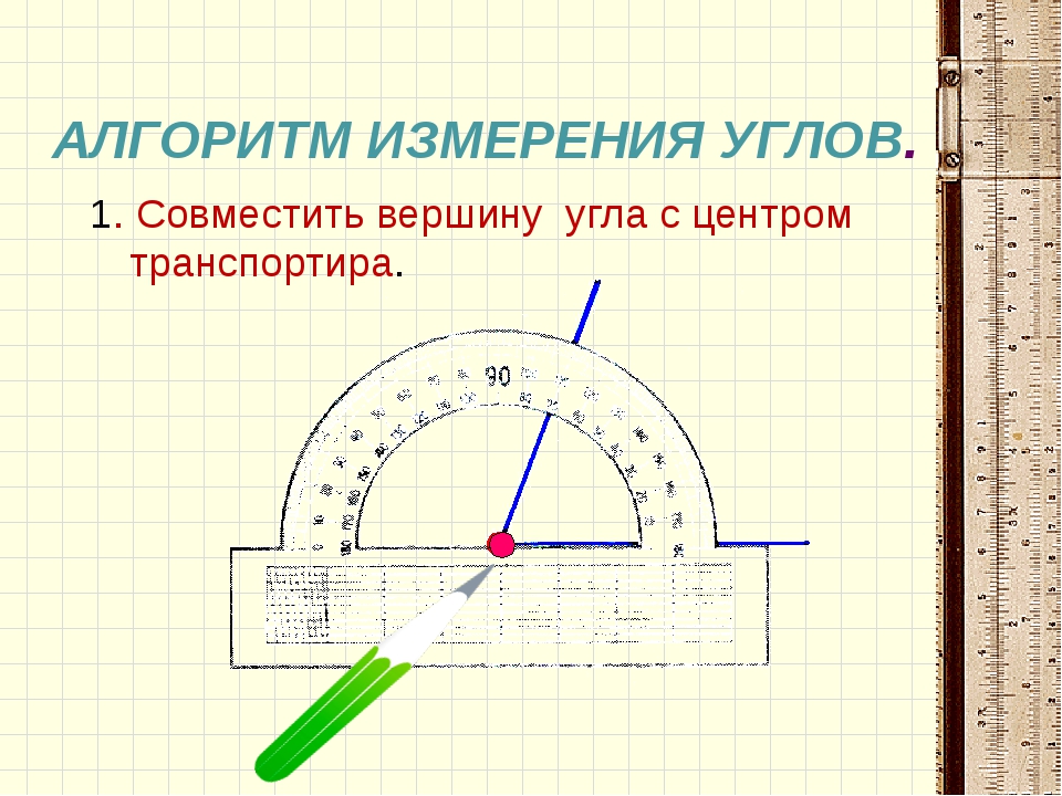 Углы 6 класс. Алгоритм измерения углов. Алгоритм измерения угла с помощью транспортира. Как измерить углы треугольника. Как измерить углы треугольника транспортиром.