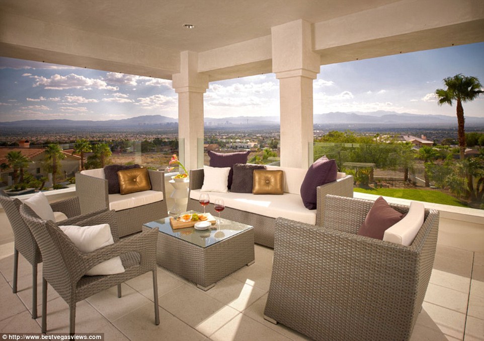 The luxury mansion featured ceiling to floor windows providing guests with a spectacular view overlooking Las Vegas, Nevada