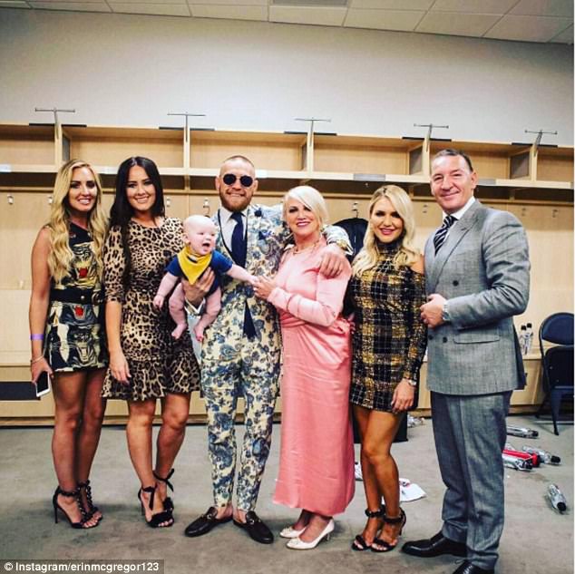 A family affair! Left to right: Aoife McGregor, Dee Devlin, Conor with his son Conor Jr, his mother Margaret, sister Erin and father Tony&nbsp;