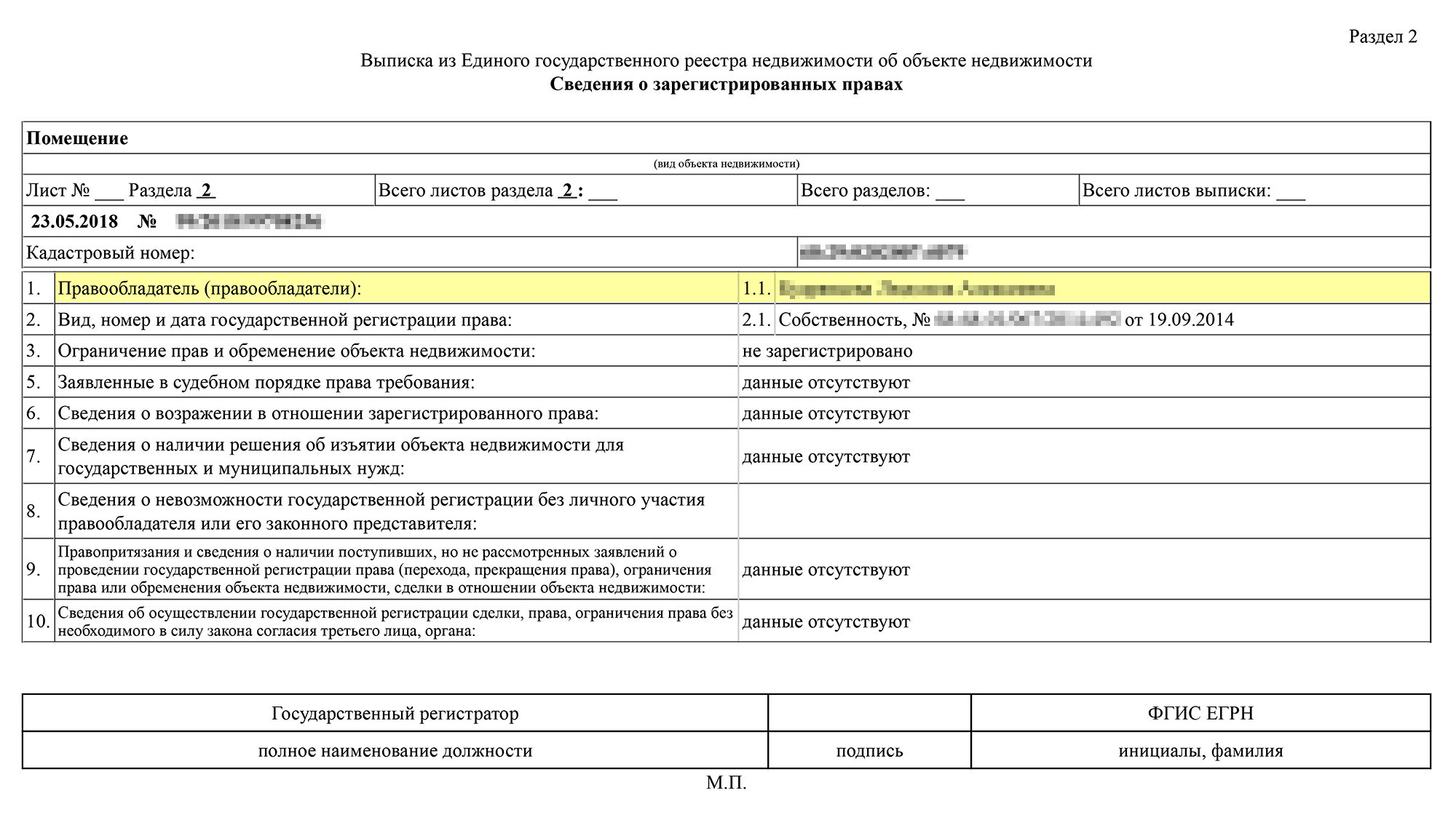 Информацию о собственниках квартиры ищите в разделе «Сведения о зарегистрированных правах». Здесь&nbsp;же можно найти информацию об обременениях и решениях об изъятии квартиры