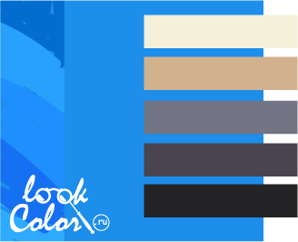 Сочетание серо-голубого с белым, серым, бежевым и черным