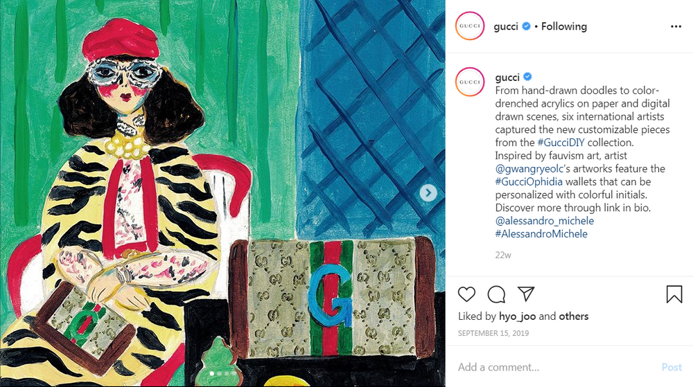 Модный дом Gucci сотрудничает с художниками для разработки анимационных постов