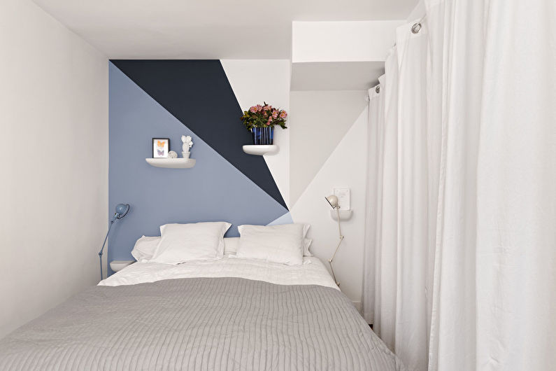 Дизайн интерьера узкой спальни - фото