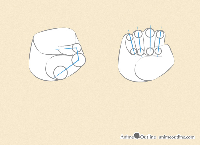Drawing an anime fist thumb and fingers