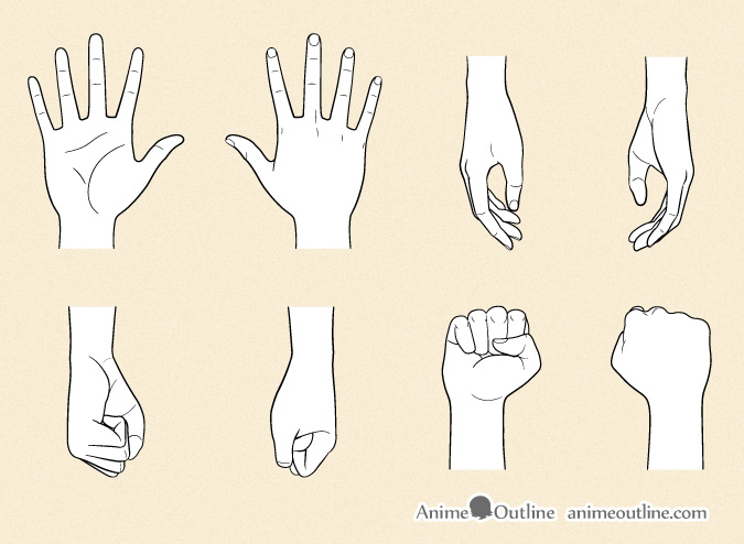 Anime hands in different positions