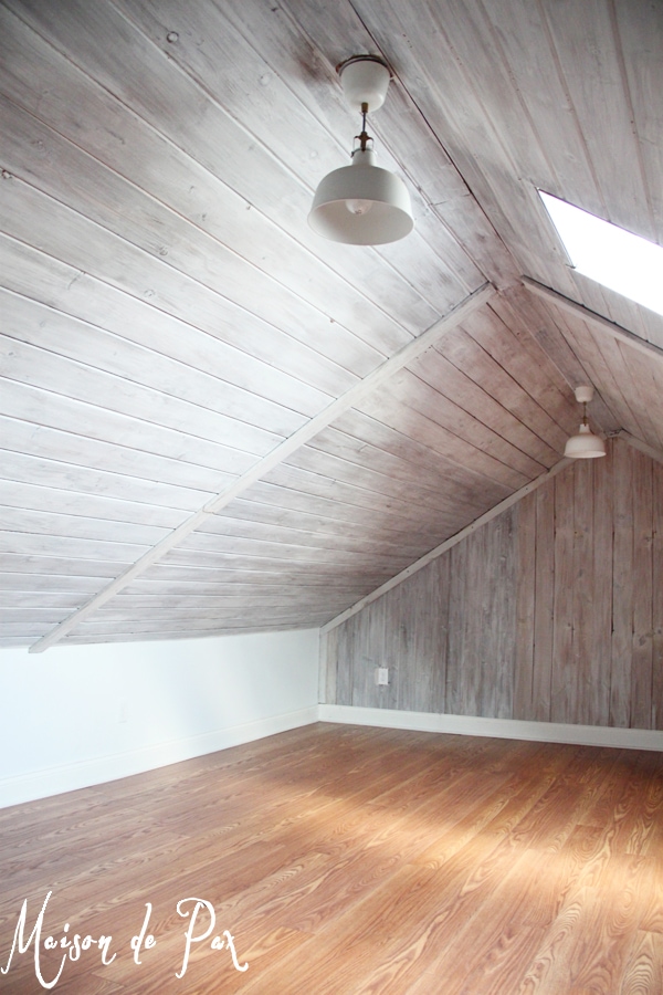 How to whitewash wood in an attic- Maison de Pax