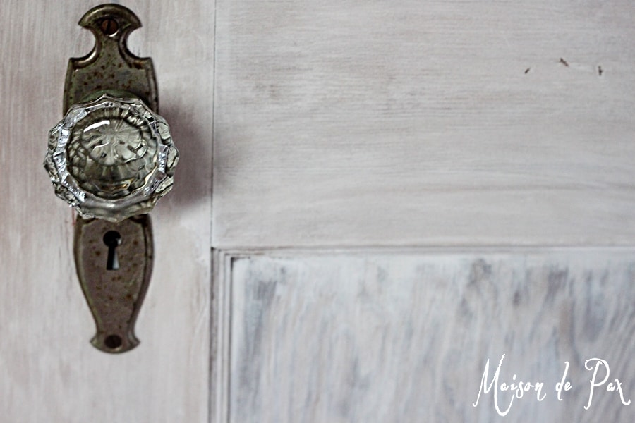 whitewashed door knob close- Maison de Pax
